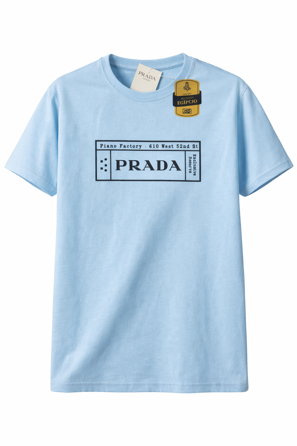 Camiseta Prada Azul Claro Algodão Egípcio – Linha Premium Luxo