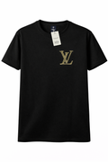 Camiseta LV Preta com Logo Dourado – Linha Premium Luxo