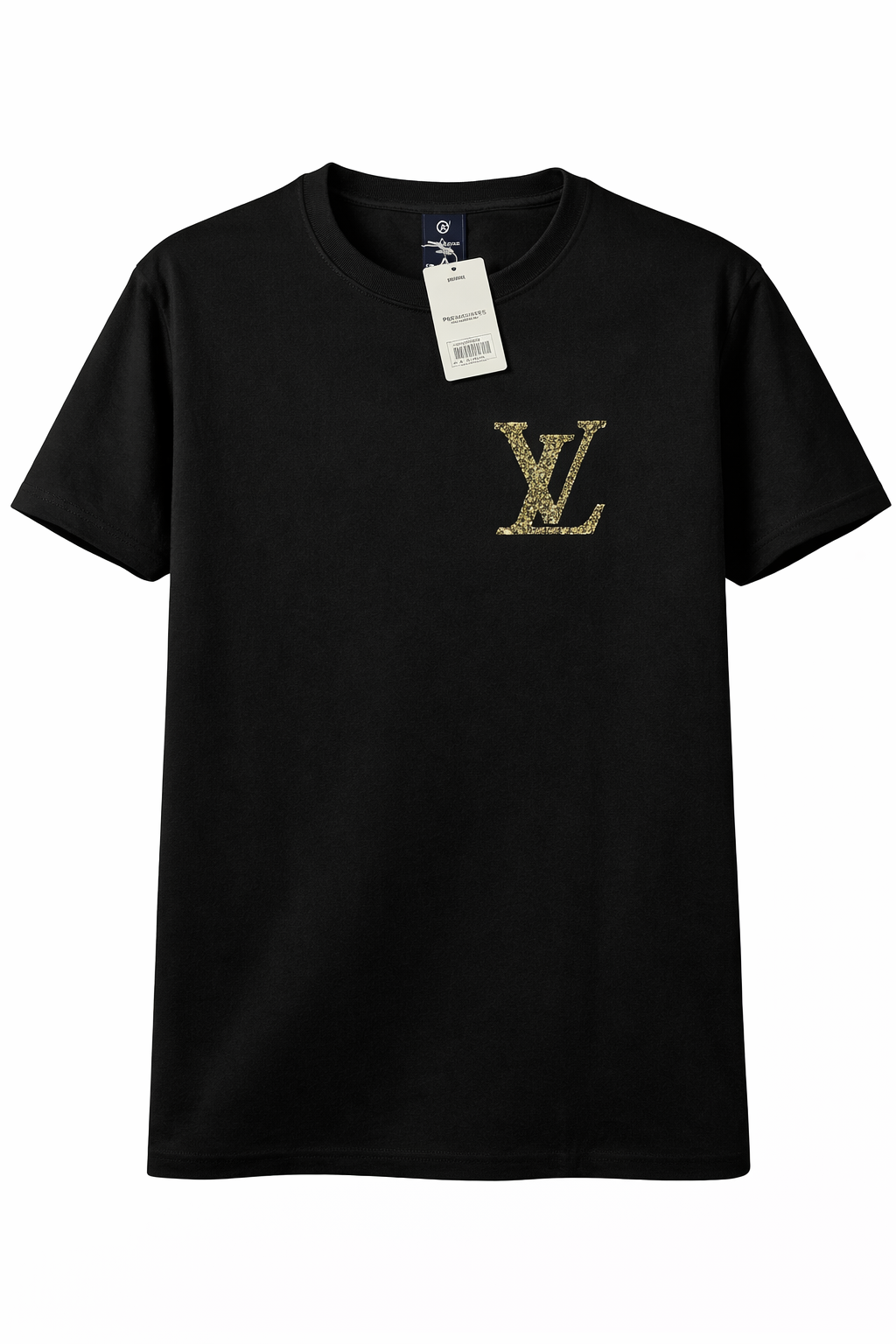 Camiseta LV Preta com Logo Dourado – Linha Premium Luxo