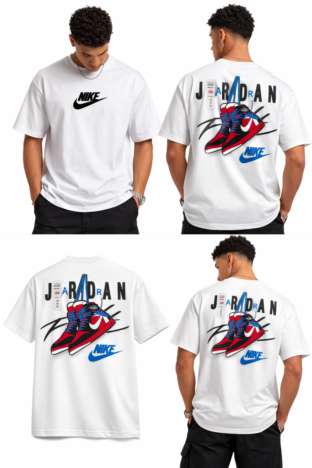 Camiseta Oversized Jordan Nike Branca – Estampa Sneakers Premium