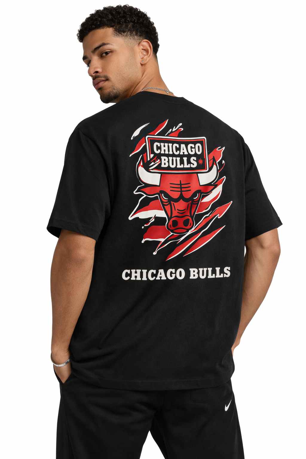 Camiseta Oversized Chicago Bulls Preta – Estampa Street Premium